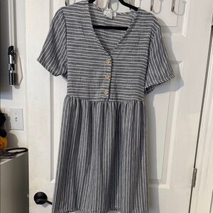 Striped Gray Button-Down Dress